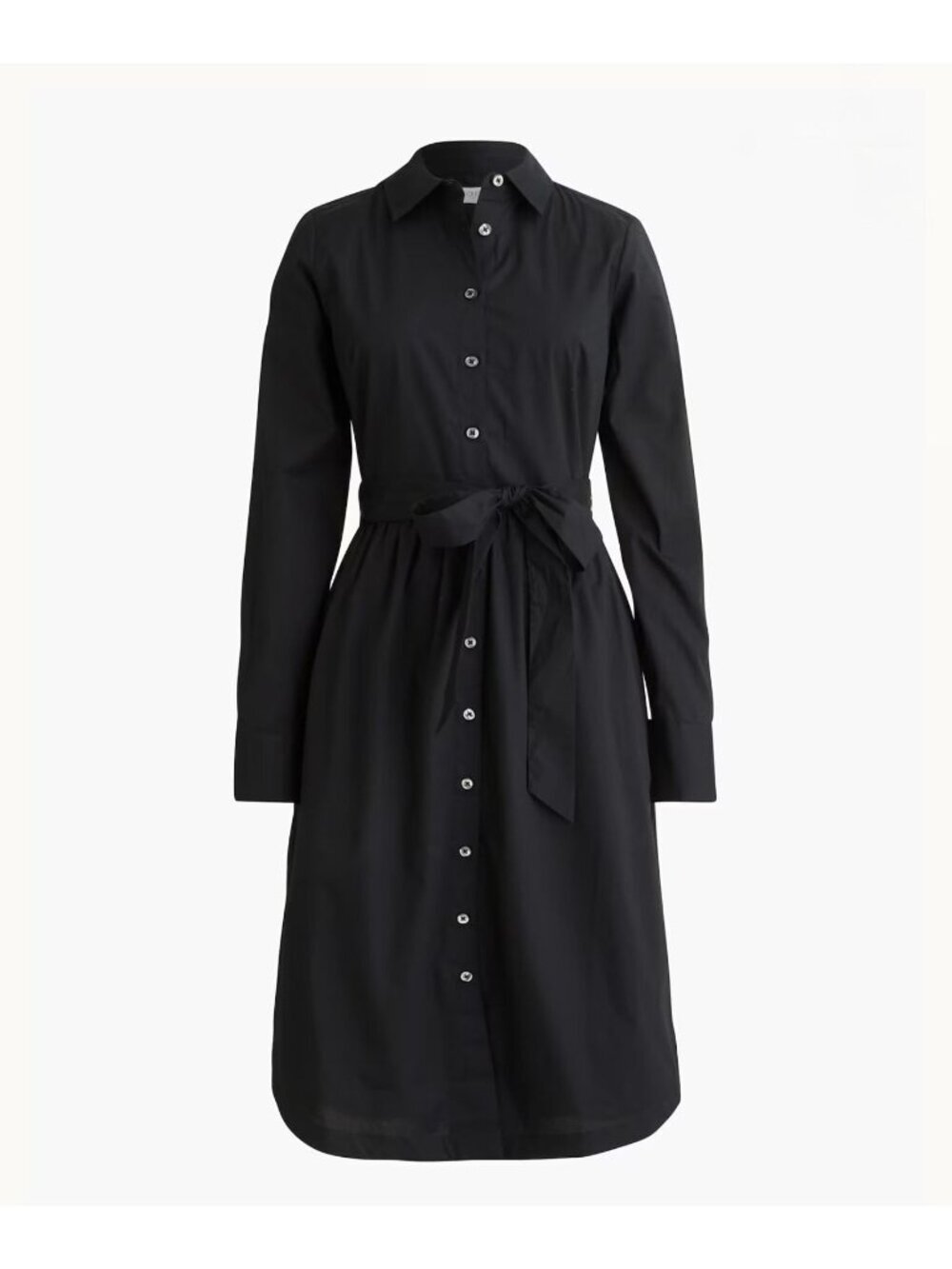 NWT J.Crew Black Long Sleeve Poplin Shirt Dress - Size: Petite 00 - Picture 3 of 11